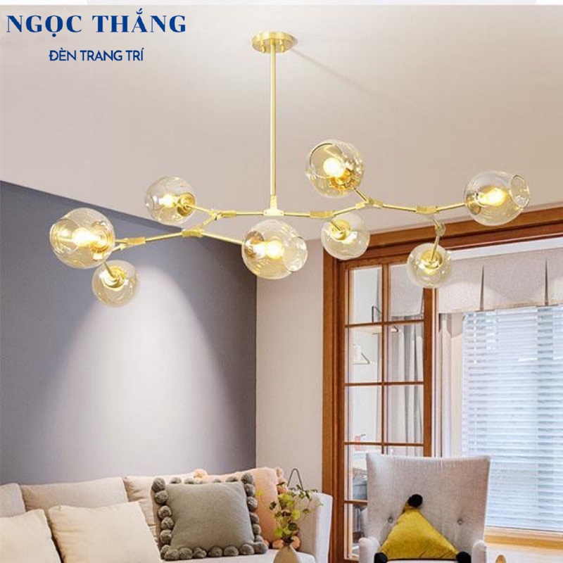 Đèn thả trần 8 bóng cao cấp trang trí phòng khách phòng ngủ bàn ăn T882/8 Ngọc Thắng (Kèm 8 bóng Led ánh sáng vàng) - Ảnh 3