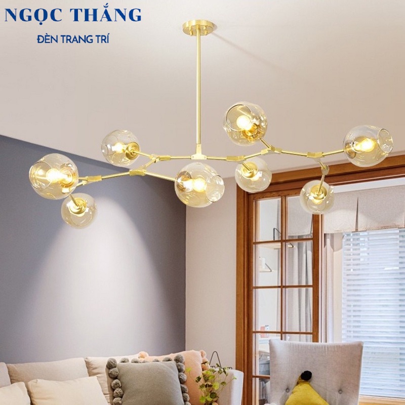 Đèn thả trần 8 bóng cao cấp trang trí phòng khách phòng ngủ bàn ăn T882/8 Ngọc Thắng (Kèm 8 bóng Led ánh sáng vàng) - Ảnh 8