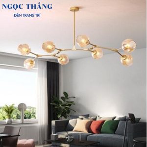 Alternative view of Đèn thả trần 8 bóng cao cấp trang trí phòng khách phòng ngủ bàn ăn T882/8 Ngọc Thắng (Kèm 8 bóng Led ánh sáng vàng)