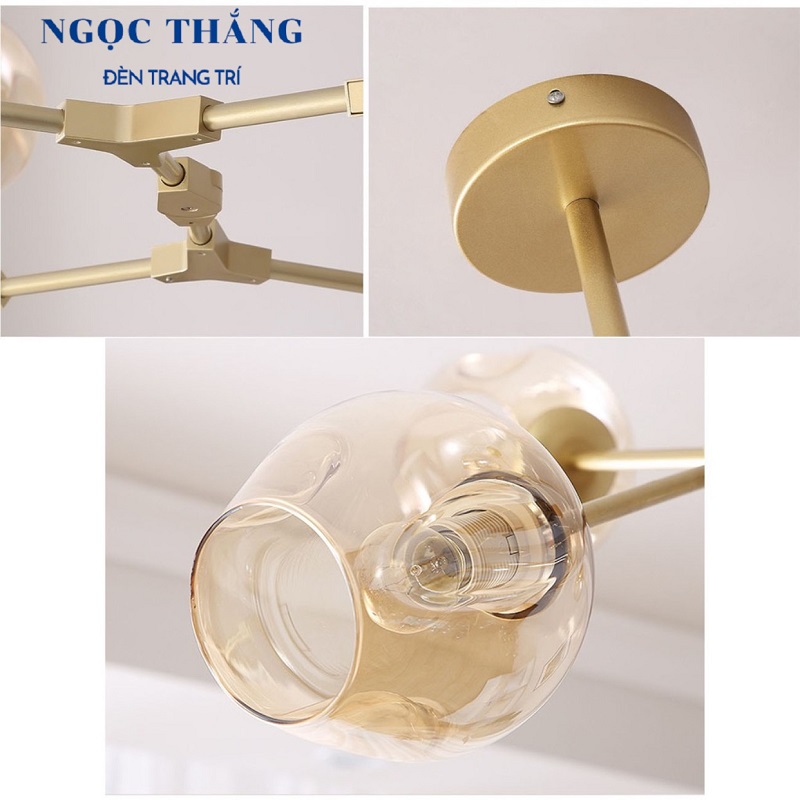Đèn thả trần 8 bóng cao cấp trang trí phòng khách phòng ngủ bàn ăn T882/8 Ngọc Thắng (Kèm 8 bóng Led ánh sáng vàng) - Ảnh 11