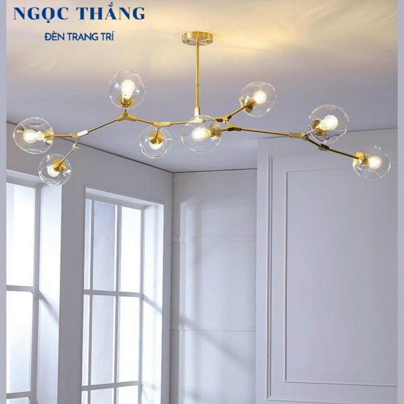 Đèn thả trần 8 bóng cao cấp trang trí phòng khách phòng ngủ bàn ăn T882/8 Ngọc Thắng (Kèm 8 bóng Led ánh sáng vàng) - Ảnh 4