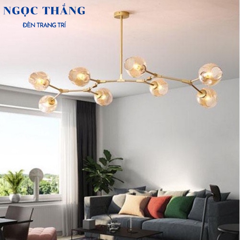 Đèn thả trần 8 bóng cao cấp trang trí phòng khách phòng ngủ bàn ăn T882/8 Ngọc Thắng (Kèm 8 bóng Led ánh sáng vàng) - Ảnh 2