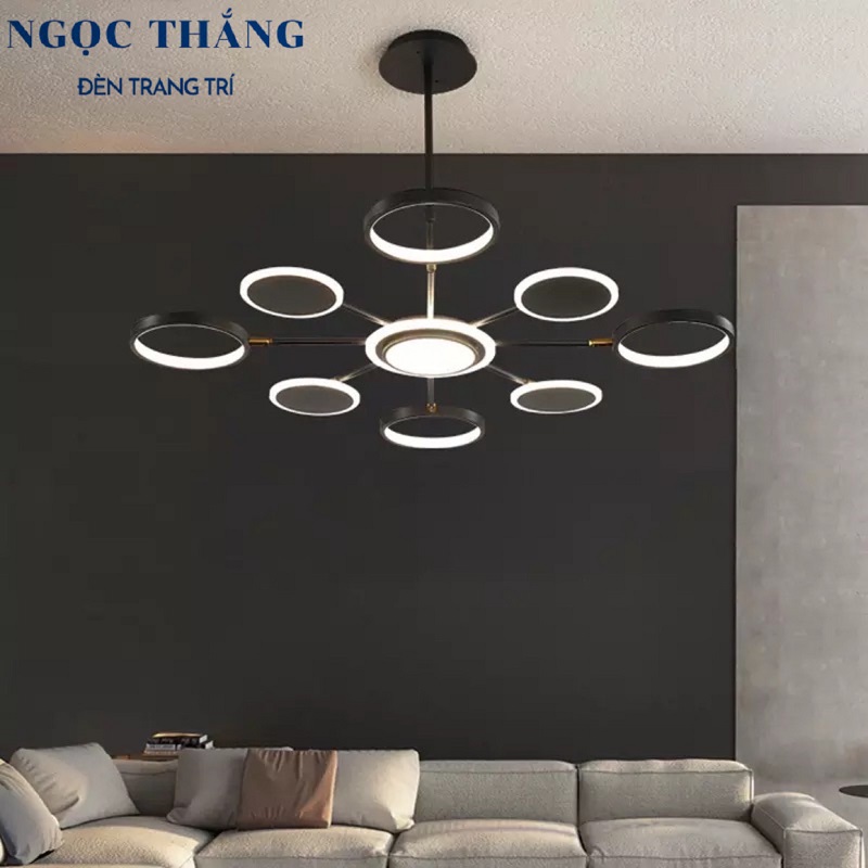 Đèn thả trần 8 bóng cao cấp trang trí phòng khách phòng ngủ bàn ăn Led 3 chế độ màu 66W 220V TTK116T4+4 Ngọc Thắng - Ảnh 4