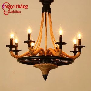 Đèn thả trần dây thừng trang trí bàn ăn quán cà phê 220V T86688 Ngọc Thắng (Tặng kèm 8 bóng đèn Led E14)