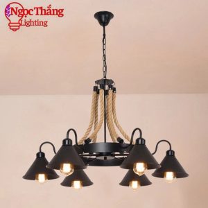 Đèn thả trần dây thừng trang trí bàn ăn quán cà phê 220V TTK37 Ngọc Thắng (Tặng kèm 6 bóng đèn Led Edison)