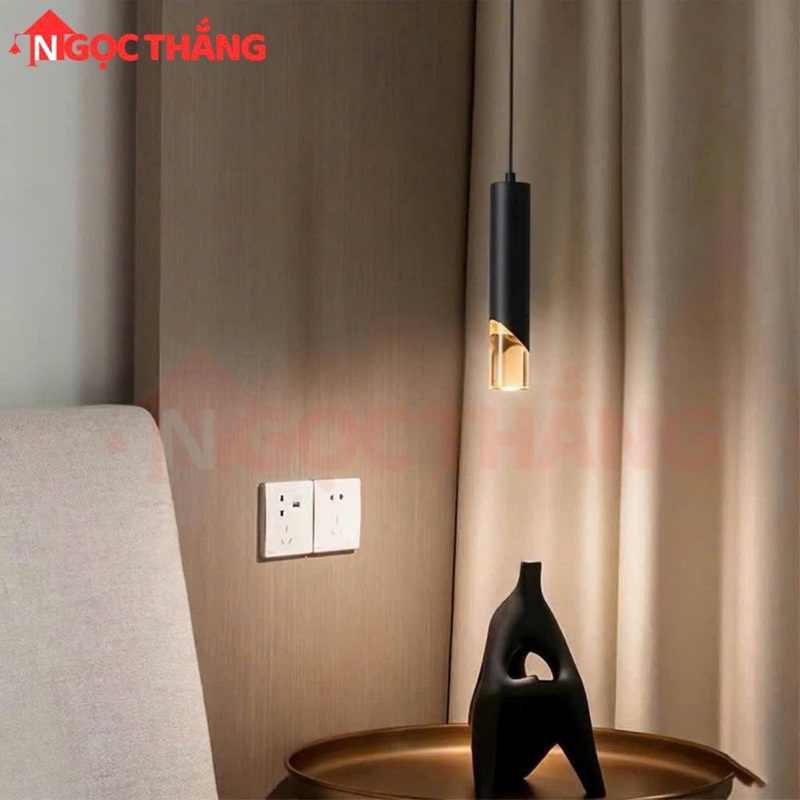 Đèn thả trần hình trụ trang trí phòng khách phòng ngủ bàn ăn quầy bar ánh sáng vàng Led 5W T8988B Ngọc Thắng