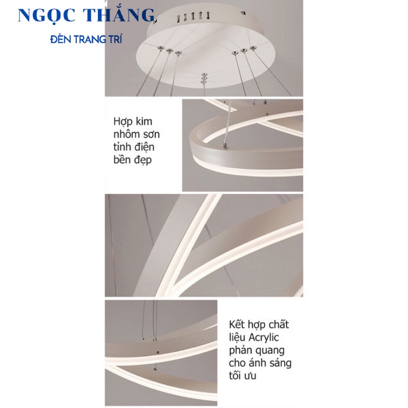 Đèn thả trần 3 led 20-40-60 trang trí phòng khách bàn ăn tích hợp Led 3 chế độ màu TH822 Ngọc Thắng (Tặng kèm remote điều khiển từ xa) - Ảnh 3