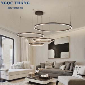 Alternative view of Đèn thả trần 4 vòng led 20-40-60-80 trang trí phòng khách bàn ăn Led 3 chế độ màu 80W TH8039 Ngọc Thắng