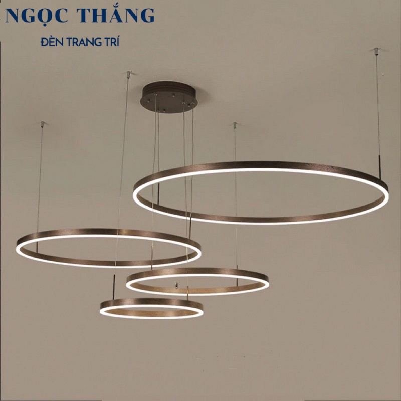 Đèn thả trần 4 vòng led 20-40-60-80 trang trí phòng khách bàn ăn Led 3 chế độ màu 80W TH8039 Ngọc Thắng - Ảnh 4