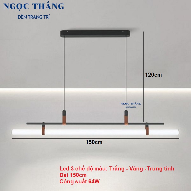 Đèn thả trần ngang 115cm trang trí văn phòng bàn ăn Led 3 màu TTK117 Ngọc Thắng (Kèm remote) - Ảnh 23