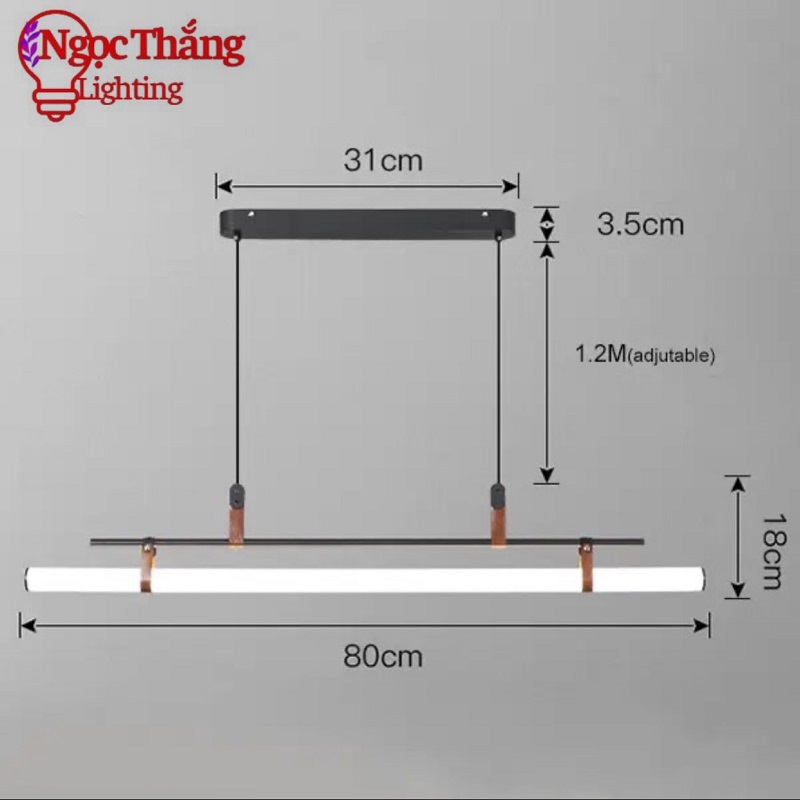 Đèn thả trần ngang 115cm trang trí văn phòng bàn ăn Led 3 màu TTK117 Ngọc Thắng (Kèm remote) - Ảnh 14