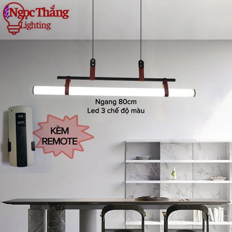 Đèn thả trần ngang 115cm trang trí văn phòng bàn ăn Led 3 màu TTK117 Ngọc Thắng (Kèm remote)