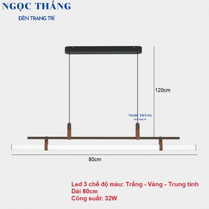 Đèn thả trần ngang 115cm trang trí văn phòng bàn ăn Led 3 màu TTK117 Ngọc Thắng (Kèm remote) - Ảnh 25