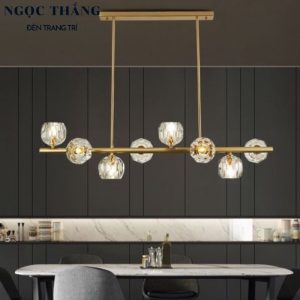 Đèn thả trần pha lê 8 bóng cao cấp trang trí bàn ăn Led 24W ánh sáng vàng THCN237 Ngọc Thắng