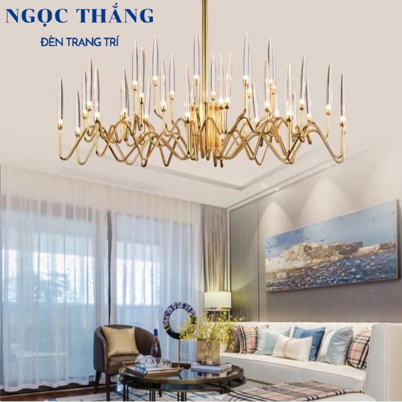 Đèn thả trần pha lê cao cấp 30 bóng trang trí phòng khách phòng ngủ bàn ăn 90W 220V TH858-100 Ngọc Thắng