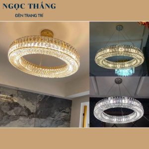Đèn thả trần pha lê vòng Led 60Cm trang trí phòng ngủ bàn ăn tích hợp Led 3 chế độ màu TH8074 Ngọc Thắng (Kèm remote điều khiển từ xa) - Ảnh 5