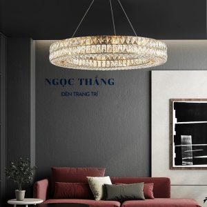 Đèn thả trần pha lê vòng Led 60Cm trang trí phòng ngủ bàn ăn tích hợp Led 3 chế độ màu TH8074 Ngọc Thắng (Kèm remote điều khiển từ xa) - Ảnh 4