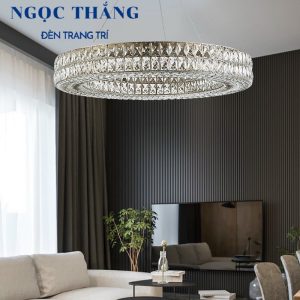 Alternative view of Đèn thả trần pha lê vòng Led 60Cm trang trí phòng ngủ bàn ăn tích hợp Led 3 chế độ màu TH8074 Ngọc Thắng (Kèm remote điều khiển từ xa)