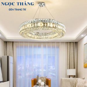 Đèn thả trần pha lê vòng Led 60Cm trang trí phòng ngủ bàn ăn tích hợp Led 3 chế độ màu TH8074 Ngọc Thắng (Kèm remote điều khiển từ xa)