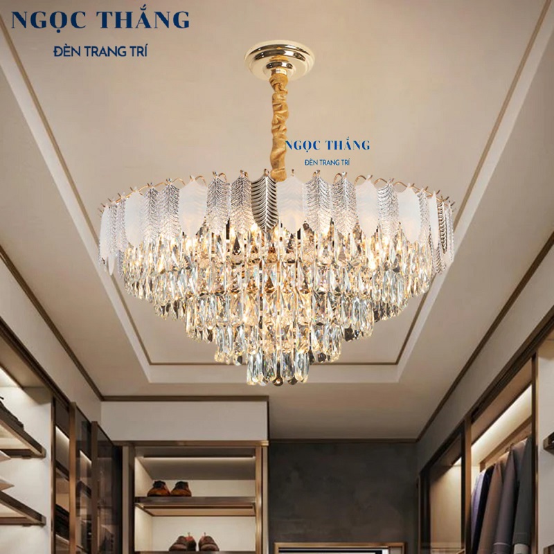 Đèn thả trần pha lê cao cấp trang trí phòng khách bàn ăn Led 84W E14 TH8175 Ngọc Thắng (Tặng kèm 21 bóng Led 4W)