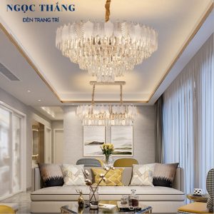 Alternative view of Đèn thả trần pha lê cao cấp trang trí phòng khách bàn ăn Led 84W E14 TH8175 Ngọc Thắng (Tặng kèm 21 bóng Led 4W)