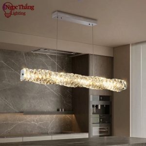 Đèn thả trần pha lê K9 ngang 120cm trang trí bàn ăn phòng khách Led 3 chế độ màu TPL12 Ngọc Thắng