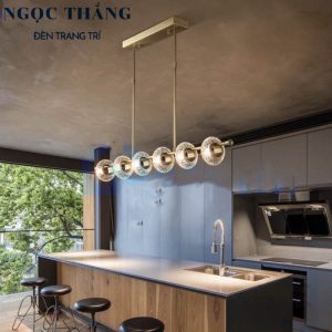 Alternative view of Đèn trần pha lê 6 bóng Led trang trí bàn ăn 30W Led 3 chế độ màu THCN241 Ngọc Thắng
