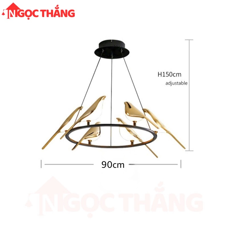 Đèn thả trần trang trí bàn ăn phòng ngủ phòng khách 36w ánh sáng vàng T9008/6 220V Ngọc Thắng (Tặng kèm bóng) - Ảnh 3