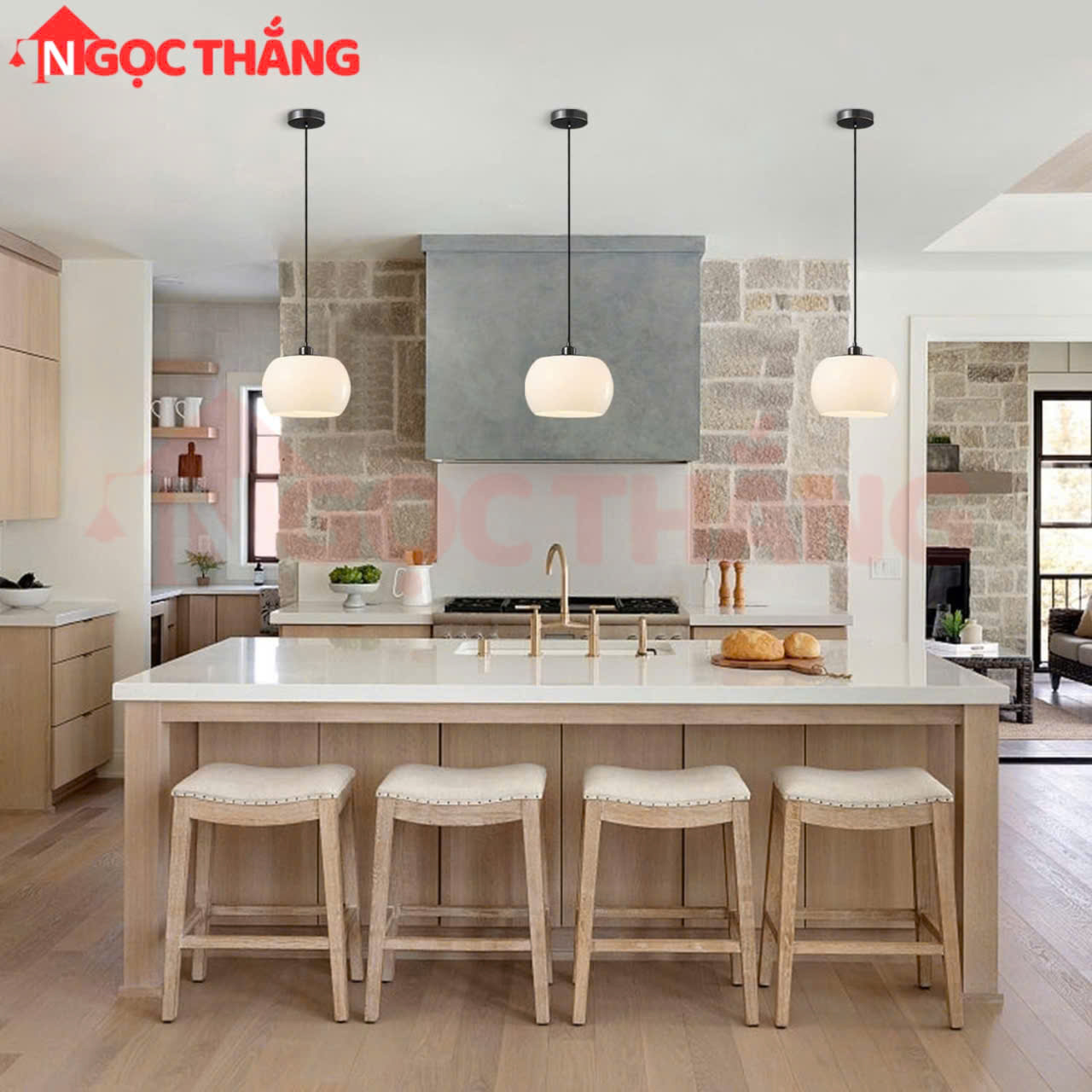 Đèn thả trần thủy tinh trang trí bàn ăn quầy bar phòng ngủ Led 3 chế độ màu E27 220V TT49 Ngọc Thắng - Ảnh 4