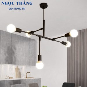 Đèn trần 5 bóng trang trí phòng khách phòng ngủ bàn ăn THCN93 Ngọc Thắng (Tặng kèm 5 bóng Led đục 5W)