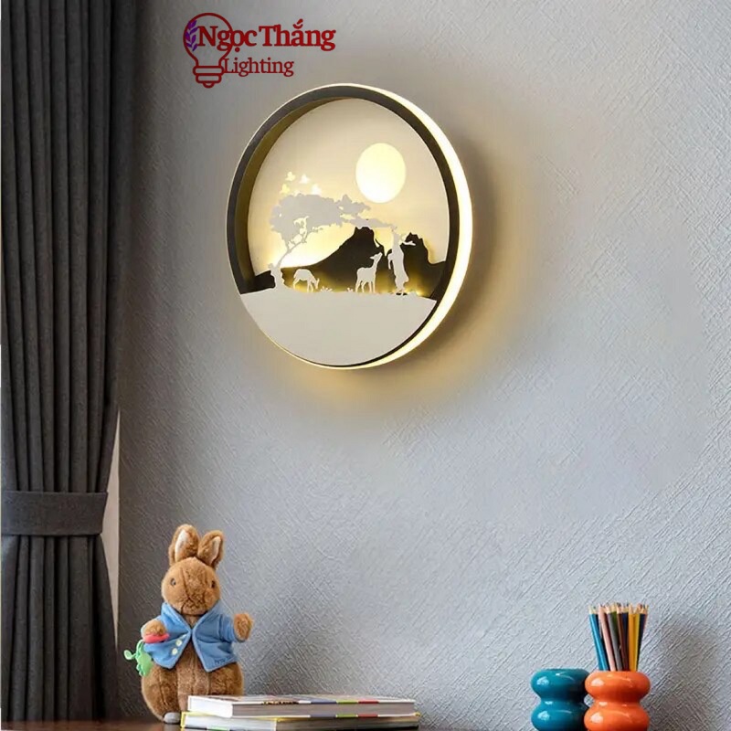 Đèn treo tường ốp tường 24cm trang trí phòng khách cầu thang Led 3 màu 8W 220V V8331 Ngọc Thắng