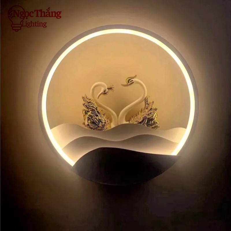 Đèn treo tường đèn ngủ ốp tường thiên nga trang trí phòng khách phòng ngủ Led 3 màu V9629 Ngọc Thắng - Ảnh 6