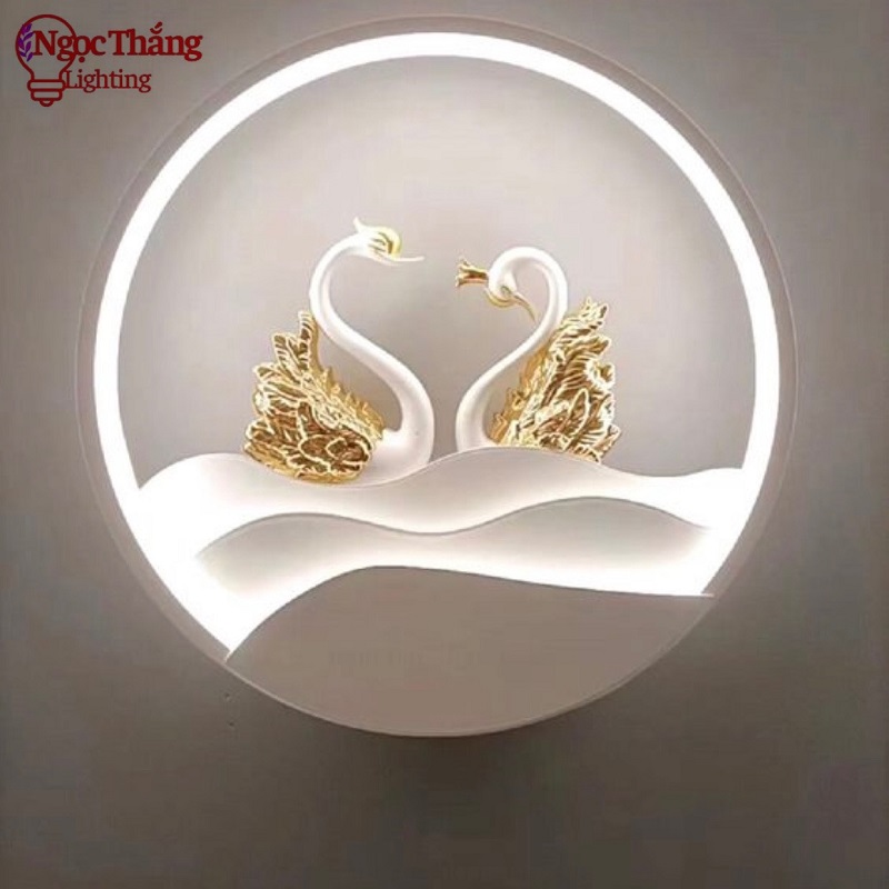 Đèn treo tường đèn ngủ ốp tường thiên nga trang trí phòng khách phòng ngủ Led 3 màu V9629 Ngọc Thắng