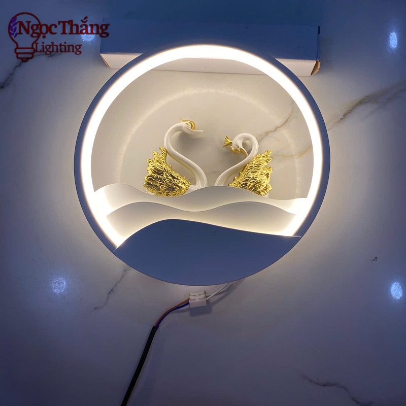 Đèn treo tường đèn ngủ ốp tường thiên nga trang trí phòng khách phòng ngủ Led 3 màu V9629 Ngọc Thắng - Ảnh 4