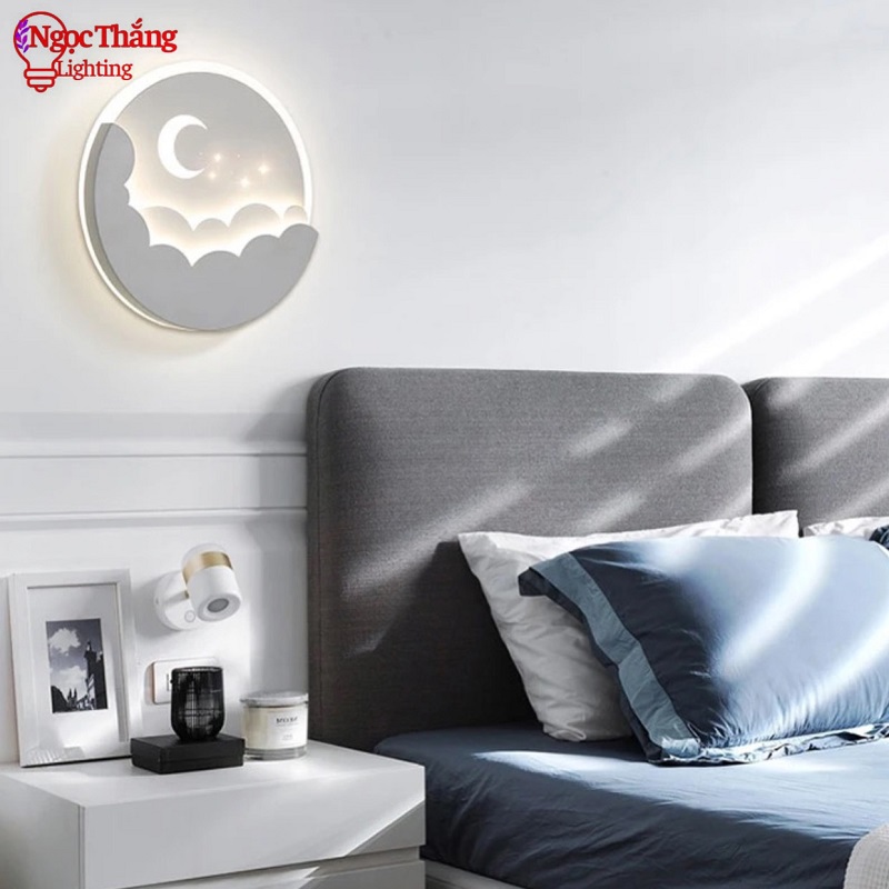 Đèn treo tường ốp tường 24cm trang trí phòng khách phòng ngủ cầu thang Led 3 màu 8W 220V V9984 Ngọc Thắng - Ảnh 6
