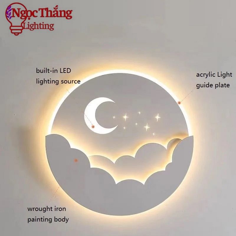 Đèn treo tường ốp tường 24cm trang trí phòng khách phòng ngủ cầu thang Led 3 màu 8W 220V V9984 Ngọc Thắng - Ảnh 10