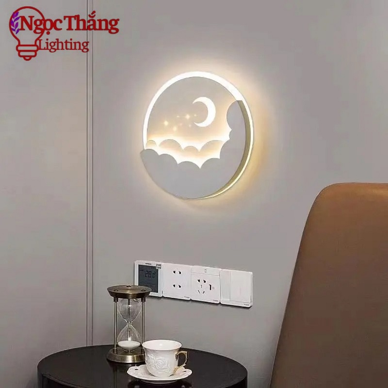 Đèn treo tường ốp tường 24cm trang trí phòng khách phòng ngủ cầu thang Led 3 màu 8W 220V V9984 Ngọc Thắng - Ảnh 9