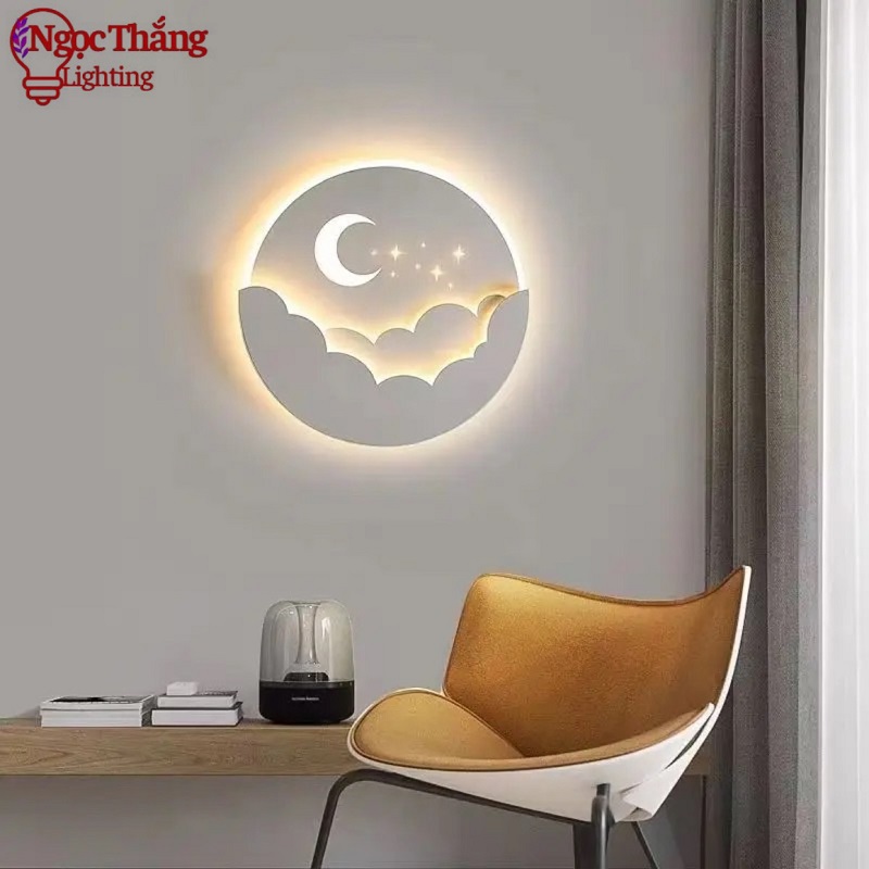 Đèn treo tường ốp tường 24cm trang trí phòng khách phòng ngủ cầu thang Led 3 màu 8W 220V V9984 Ngọc Thắng