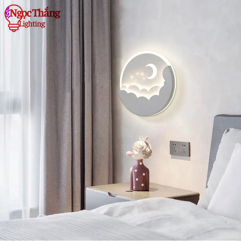 Đèn treo tường ốp tường 24cm trang trí phòng khách phòng ngủ cầu thang Led 3 màu 8W 220V V9984 Ngọc Thắng - Ảnh 7