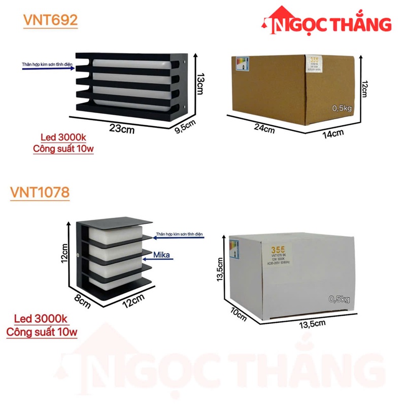Đèn treo tường ngoài trời chống nước trang trí cầu thang Led 12W 220V VNT1078 Ngọc Thắng - Ảnh 8