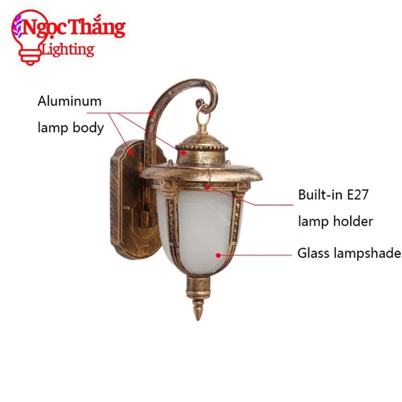 Đèn treo tường ốp cột đèn trụ cổng ngoài trời trang trí quán cà phê 220V VNT7104 Ngọc Thắng - Ảnh 8