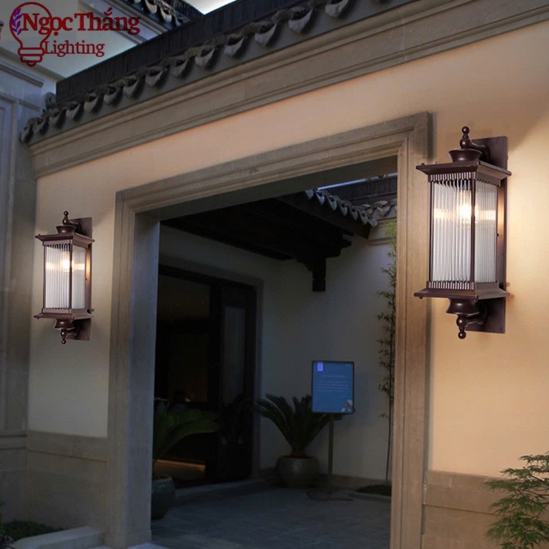 Đèn treo tường gắn tường ốp cột đèn trụ cổng ngoài trời 12W 220V VNT8500 Màu Nâu Ngọc Thắng - Ảnh 8