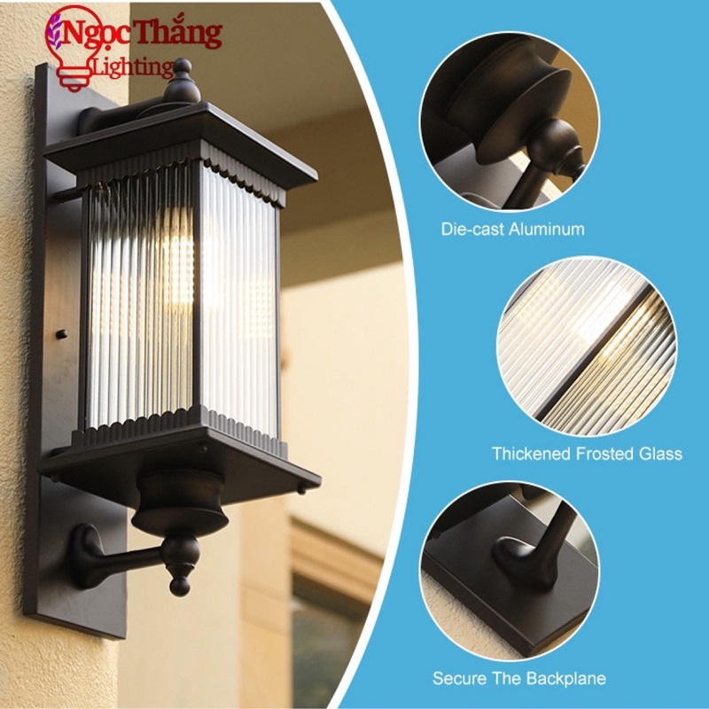 Đèn treo tường gắn tường ốp cột đèn trụ cổng ngoài trời 12W 220V VNT8500 Màu Nâu Ngọc Thắng - Ảnh 19