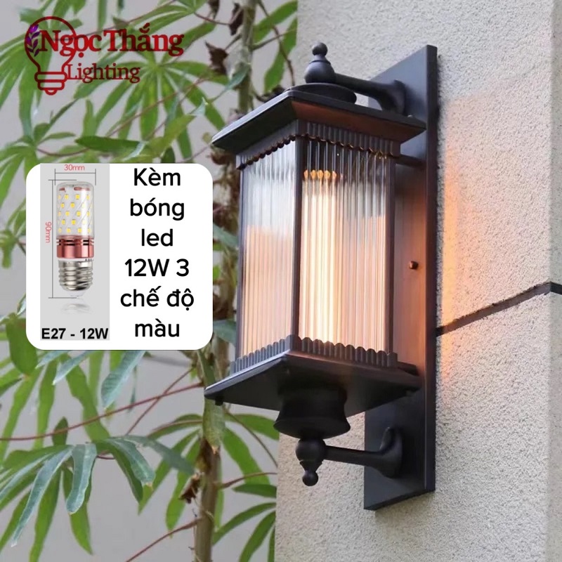 Đèn treo tường gắn tường ốp cột đèn trụ cổng ngoài trời 12W 220V VNT8500 Màu Nâu Ngọc Thắng - Ảnh 5