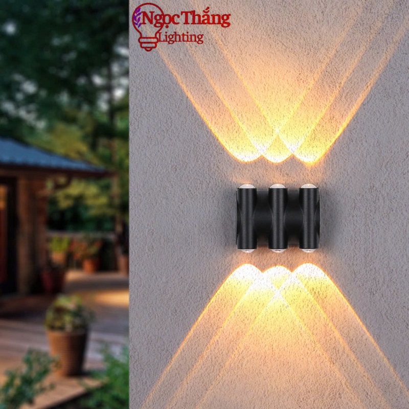 Đèn treo tường ngoài trời hắt 2 4 6 8 tia trang trí cầu thang Led 4W 220V VNT022/4B Ngọc Thắng