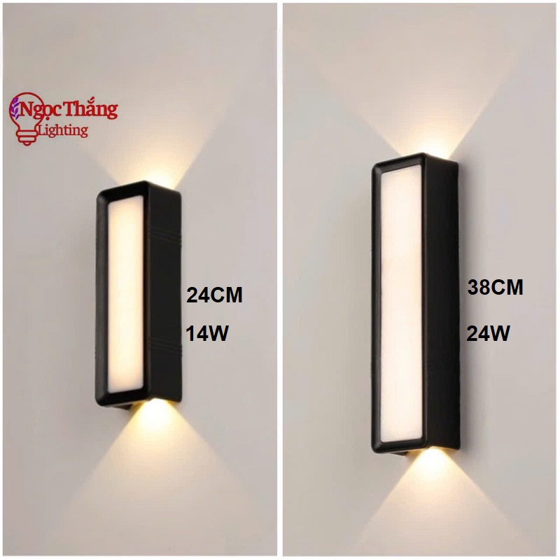 Đèn treo tường ngoài trời ốp cổng chống nước trang trí cầu thang Led 24W 220V VNT240B Ngọc Thắng