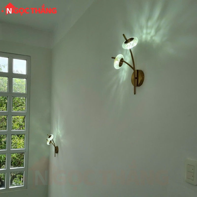 Đèn treo tường ốp tường pha lê trang trí phòng ngủ phòng khách Led 3 màu 10W VK108 220V Ngọc Thắng - Ảnh 8