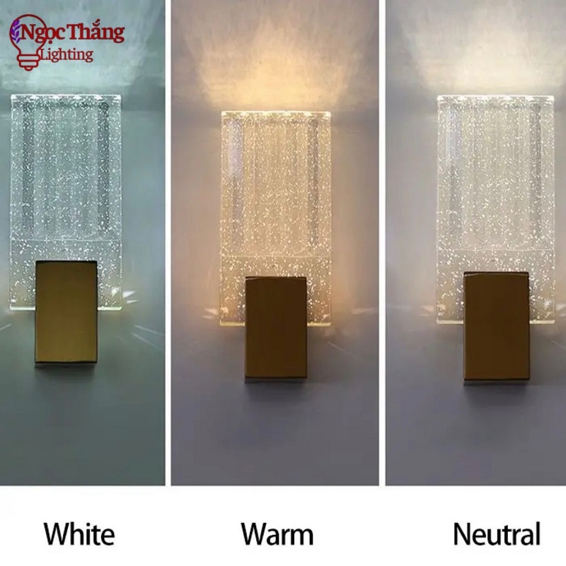 Đèn treo tường gắn tường pha lê cao cấp trang trí trong nhà cầu thang 8W Led 3 chế độ màu VPL25 Ngọc Thắng - Ảnh 2