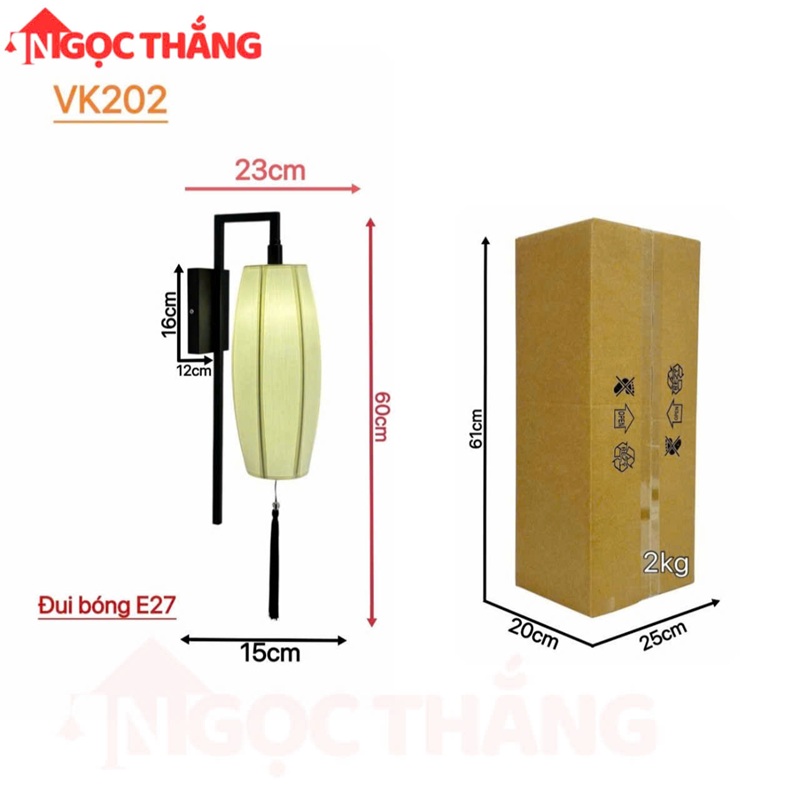 Đèn treo tường phong cách Trung Hoa trang trí phòng ngủ phòng khách E27 VK202 Ngọc Thắng - Ảnh 7
