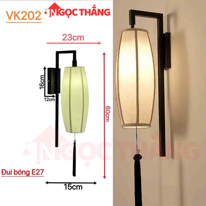 Đèn treo tường phong cách Trung Hoa trang trí phòng ngủ phòng khách E27 VK202 Ngọc Thắng - Ảnh 2